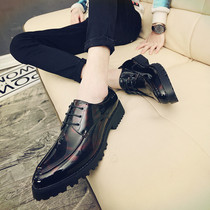 Pine cake increased pointed head leisure shoes Englishnose trend retro nightclub hairdresser paint leather mirror shoes
