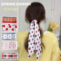 Flowers Little Silk Tied Woman Strip Retro French-style strap Multifunctional Spring and Autumn Ribbon Sweet Decoration Double-sided Handtape