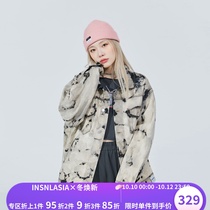 INSNLASIA Original Washed Tie Dye Destruction Denim Jacket Tide Brand Heavy Work Old Mens and Womens Jacket