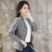 Net red small suit female fashion temperament Korean plaid suit jacket business wear business hotel manager work clothes