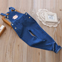 GIRL BACK WITH PANTS JEANS JEANS SPRING AUTUMN NEW KOREAN VERSION CHILDRENS CLOTHING PURE COTTON KIDDIE ELASTIC SOFT CASUAL LONG PANTS