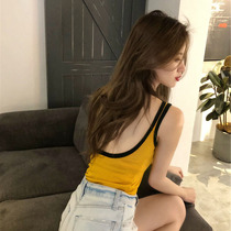 2021 new large size outside wearing suspenders Net red backless vest ladies slim base shirt Joker sleeveless top