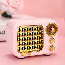 Wireless Retro Mini Bluetooth Speaker Portable Cute Teen Heart Creative Birthday Gift Little Sound Home On-board Outdoor Card Usb Low Sound Cannon Heavy Bass FM Radio Player