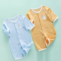 Baby conjoined clothes summer cotton baby air conditioning clothing summer thin pajamas newborn short sleeve trousers summer clothes