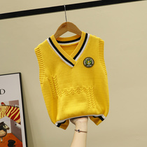 Boy knit vest outside wearing foreign air girl CUHK Childrens sweater waistcoat waistcoat waistcoat with velvety and thick waistcoat