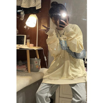 Sweatshirt female 2021 autumn and winter design sense niche milk apricot color capless retro American vintage girlfriends