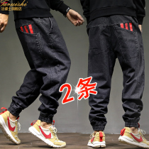 2022 new tooling denim long pants for mens summer thin and easy to add to the tide and fatter big code men s