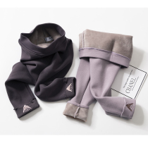 Girls punched trousers plus thick autumn and winter one-one-one-way wear Korean childrens pants pants tide