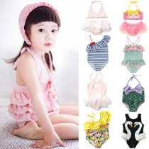 Childrens swimsuit girl cute sunscreen quick-drying swimsuit baby conjoined princess skirt swimsuit split bikini