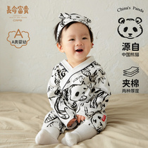 Newborn Baby Conjoined Clothes Spring Autumn Clothing Foreign Air Country Wind Panda Tide Khaclothes Climbing Suit Ultra Cute 0-1 Year Old Baby Clothes