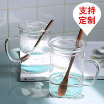 Creative glass Original cup Water cup Mug Transparent flower tea cup with glass lid Spoon custom