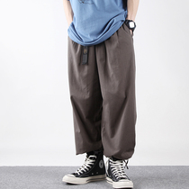  Japanese loose straight overalls mens and womens solid color loose thin wide-leg pants Drop sense hip-hop skateboarding bboy pants