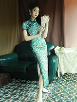 Fresh vegan jaw-burqa 2021 The new young style retro cashies the Chinese wind improved version printed for a long fall