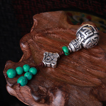 Tibetan silver six-character truth Buddha head three-way suit Hand string Buddha beads Accessories Wen Play Star Moon King Kong White Jade Bodhi accessories