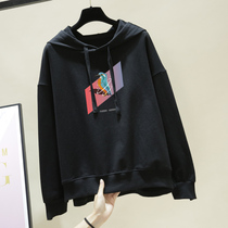 2021 new large size womens autumn clothing loose belly covering ins sweatshirt seniors chubby girl oceanic slim coat