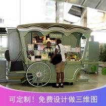 Custom anti-corrosion wooden house kiosk vending car outdoor mobile log cabin milk tea house snack car vending kiosk