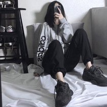 Sports pants womens loose straight spring and autumn thin tie pants slim Joker pants pants