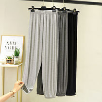 Modal lantern anti mosquito pants womens wide legs adult summer thin sports leisure high waist loose ice silk tie pants