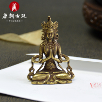 Pure bronze Buddha statue statue small Buddha statue carrying Buddha Guanyin Dumome statue ancient method cast pure copper retro bronze