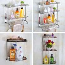 Bathroom shelf Bathroom supplies storage Stainless steel non-perforated wall double toilet towel rack