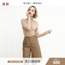 QiQi fur Bermuda shorts) fashionable fine multicolor delicate lambskin high waisted wide leg pants