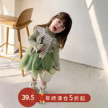 Childrens clothing girl spring 2021 new little girl foreign style thick dress baby knitted childrens sweater skirt