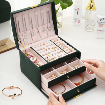Three-layer jewelry box high-grade earrings necklace bracelet storage box light luxury large-capacity earring jewelry box
