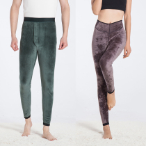 Mens warm pants Mens velvet slim slim version extended thin cotton pants Womens glossy large size high waist youth autumn pants