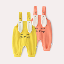 Baby back with pants male baby gush pants children spring autumn pure cotton 0-1-2-3 year old thickened warm ocean cuddly