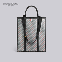 THOM BROWNE Men and women in the same section 2022 Early spring striped canvas TOTE Package