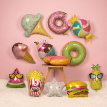 Childrens birthday baby 100-day birthday decoration Adult birthday party decoration Ice cream donuts Aluminum film balloons