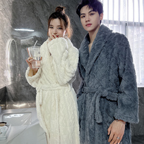 Nightgown womens 2022 new autumn and winter models thickened couples nightgown coral fleece warm pajamas mens lengthened bathrobe