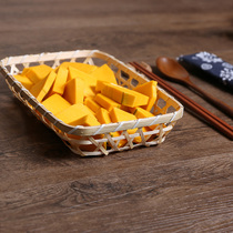 Natural Bamboo Woven Storage Basket Hotel Refreshment Basket Fire Pan Shop Small Vegetable Pan Tabletop Snack Fruit Basket Small Pieces Containing Basket