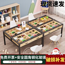  Painting art table Glass kindergarten desk and chair tutoring training table Handmade table Studio table Clothing design table