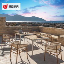 Outdoor minimalist Li Fuji Catering Balcony CourtyOutdoor Garden Hotel Furniture Terrace Woven Table and Chair