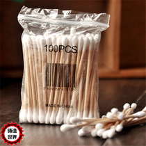 Casting world model aging wiping double-headed cotton swab Wooden rod cotton swab 100 pieces per bag