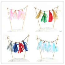 Ins style net red cake decoration flag tassel flags a variety of color tassel paper flag dessert table decoration