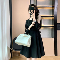 Black French evening dress 2021 New usually can wear temperament banquet everyday woman simple generous skirt