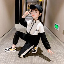 Korean girls autumn sports suit foreign-style childrens clothing big childrens two-piece loose girl student coat tide