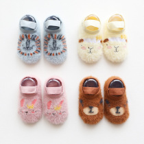 Baby socks winter mink thick plus velvet baby newborn toddler non-slip floor socks childrens shoes and socks