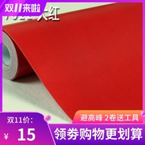 Waterproof PVC self-adhesive wallpaper thick instant stickers advertising lettering paper furniture wardrobe refurbished solid color red