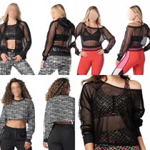 ZW dance suit sports fitness sweatshirt round neckline jacket head new nemesis hollowed-out sexy overdraft dress woman