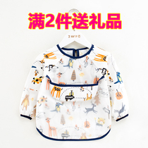Childrens painting apron waterproof with sleeves for childrens painting spring and autumn baby male treasure female treasure childrens clothing