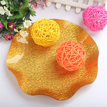 Acrylic gold silk fruit plate snack plate plastic fruit plate Hotel KTV special golden snack plate creative high quality