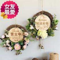 Welcome to the door j brand business listed air conditioning open wooden creative wreath shop decoration card personalized