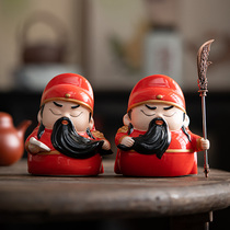 Shoutaoren Ceramics Guan Gong Er Zhaomao Wu Caishen Guan Yu small ornaments home town house Wen Guan Gong desktop furnishings