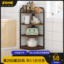 Kitchen Corner Shelve Shelf Floor Multilayer Containing Shelf Wall Corner Tripod Multifunction Home Pan Bowl storage rack