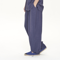 Ciyuan original mens summer thin washed meditation pants wide leg pants Chinese style loose casual pants Tai chi 03