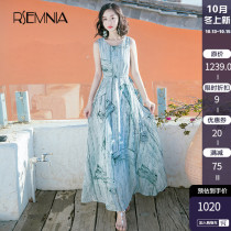 Rsemnia Sanya seaside resort thin chiffon dress waist sleeveless long skirt new slim beach dress