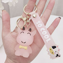 Keychain female ins geometric cut cute gift car couple Korean bag shake key chain